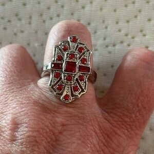 Art Deco Red and Diamond Ring